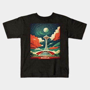 Brasilia Starry Night Brazil Vintage Tourism Travel Poster Kids T-Shirt